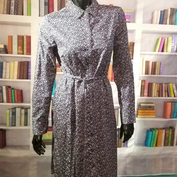 Talbots Flowery navy red Shirt Dress size 8 - Picture 8 of 8